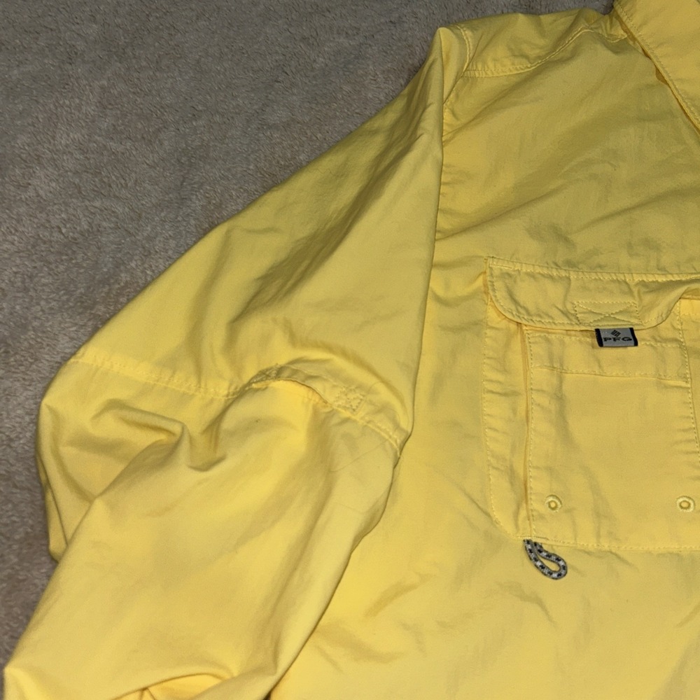 Columbia Shirt Mens XL PFG Vented Fishing UPF 30 Button Up Yellow - Picture 6 of 14